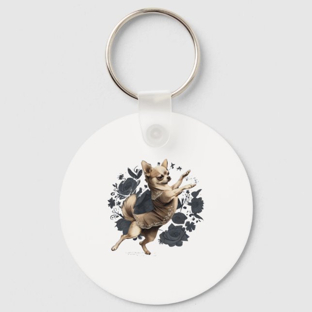 Chaveiro Balé Chihuahua Ballerina dança (Frente)