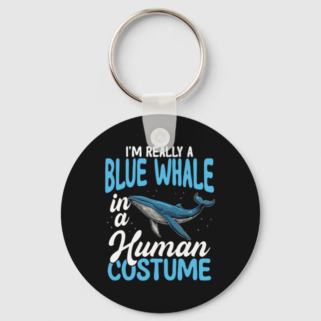 Chaveiro Baleia Azul No Costume Humano Engraçada (Frente)