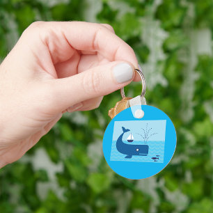 Chaveiro Baleia e veleiro - Mar Azul