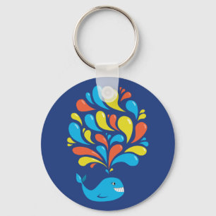 Chaveiro Baleia feliz azul dos desenhos animados do