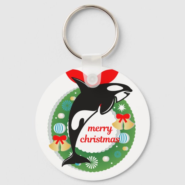 Chaveiro baleia matadora de natal alegre (Frente)