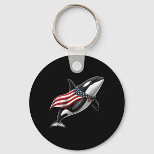 Chaveiro Baleia Orca 4 De Julho Bandeira Americana Patrióti