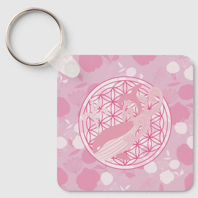 Chaveiro baleia,totem animal,zen,chakra,flor da vida (Frente)