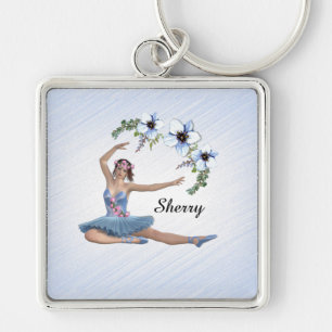 Chaveiro Ballerina em Nome Pessoal Azul