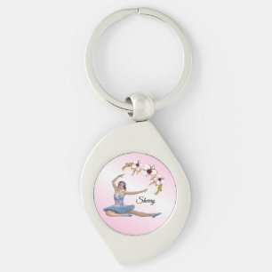 Chaveiro Ballerina no nome pessoal azul a rosa