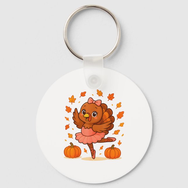 Chaveiro Ballet Turkey Pumpkin Autumn Ballerinas Dancing Th (Frente)