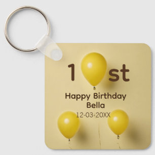 Chaveiro Balões amarelos 1º aniversário adicionar nome data