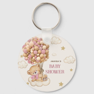Chaveiro Balões de urso de pelúcia bege Rosa