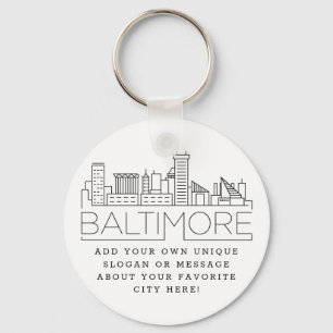 Chaveiro Baltimore Estilizado Skyline   Slogan Personalizad
