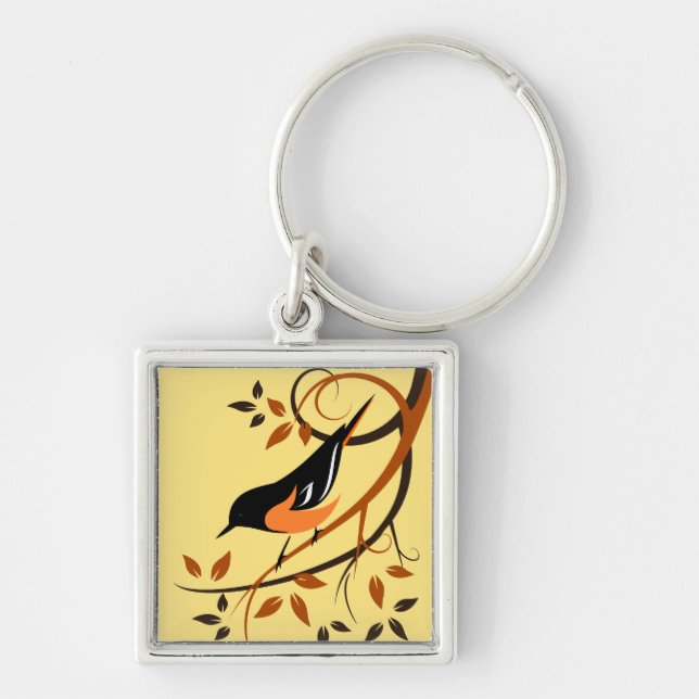 Chaveiro Baltimore Oriole Stylized Bird Design (Frente)