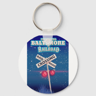 Chaveiro Baltimore Railroad crossing travel poster.