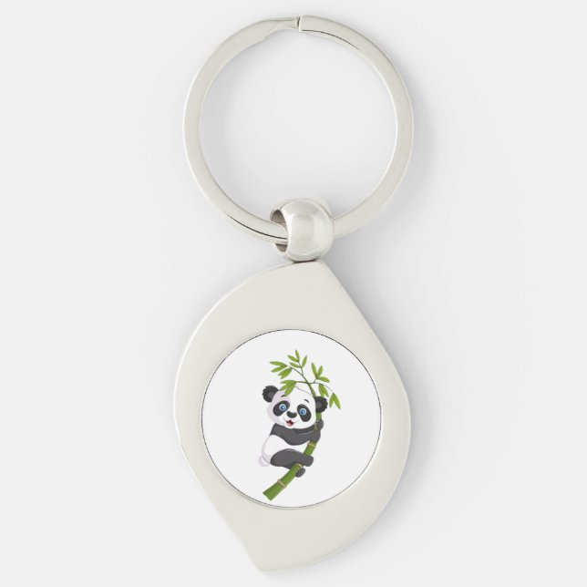 Chaveiro Bamboo Buddy Panda Feliz Balançando no Ba (Frente)