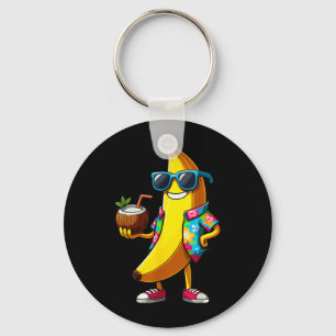 Chaveiro Banana Usando Óculos de Sol Bebendo Verão de Coco