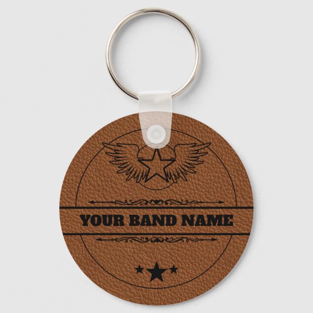 Chaveiro Banda de nome personalizado Merch Rock Country Mús (Frente)