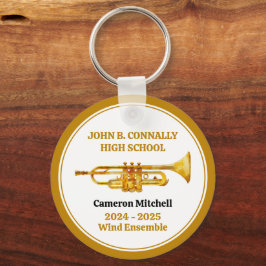Chaveiro Banda de trompetes, Natal Dourado personalizado