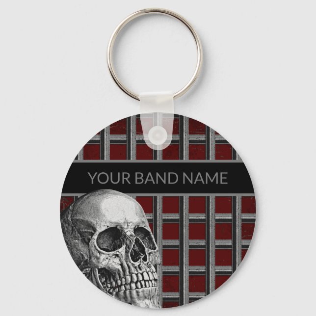 Chaveiro Banda Merch Custom Name Rock Skull Music (Frente)