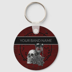 Chaveiro Banda Merch Nome Personalizado Skull Rosa Rock Rol