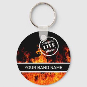 Chaveiro Banda Merch Support Live Music Flames Rock