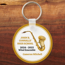 Chaveiro Banda Segundo grau Saxofone Dourada Personalizada