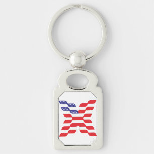 Chaveiro Bandeira Americana Abstrata Letra X