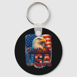 Chaveiro Bandeira Americana Águia Careca 4 de Julho EUA Hom