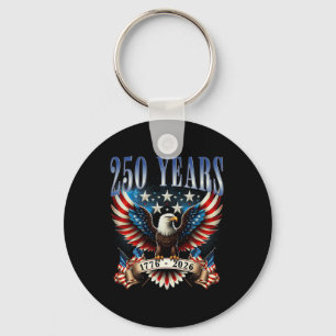 Chaveiro Bandeira Americana Águia Vintage 250 Anos 4 de Jul