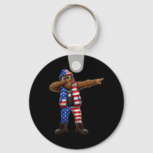 Chaveiro Bandeira americana Bigfoot Patriótico Sasquatch 4 