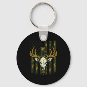 Chaveiro Bandeira Americana Camuflada Crânio de Alce Caça d