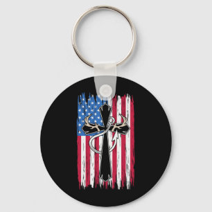 Chaveiro Bandeira Americana Christian Hunting Lover de Pesc