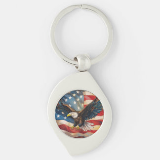 Chaveiro Bandeira Americana com Águia Careca