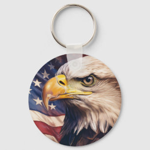 Chaveiro Bandeira Americana com Cabeça de Águia Careca
