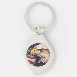 Chaveiro Bandeira Americana com Cabeça de Águia Careca