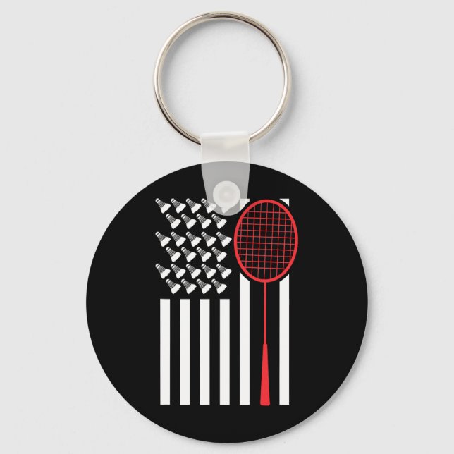 Chaveiro Bandeira Americana Com Shuttles Engraçado Badminto (Frente)