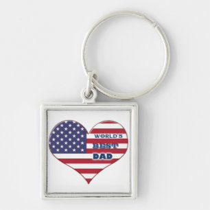 Chaveiro Bandeira Americana Coração do Melhor Pai do Mundo