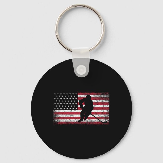 Chaveiro Bandeira Americana de Hockey em 4 de julho Pai Pat (Frente)