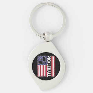 Chaveiro Bandeira Americana de Pickleball Amante de Pickleb