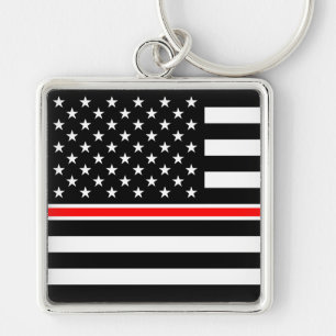 Chaveiro Bandeira Americana do Bombeiro Thin Red Line