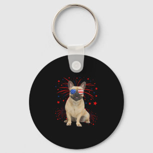 Chaveiro Bandeira Americana do Buldogue Francês 4 De Julho