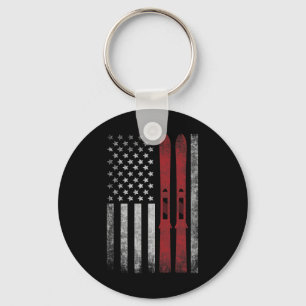 Chaveiro Bandeira Americana E Esquis. Esportes De Inverno D