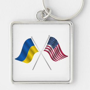 Chaveiro bandeira americana e ucraniana