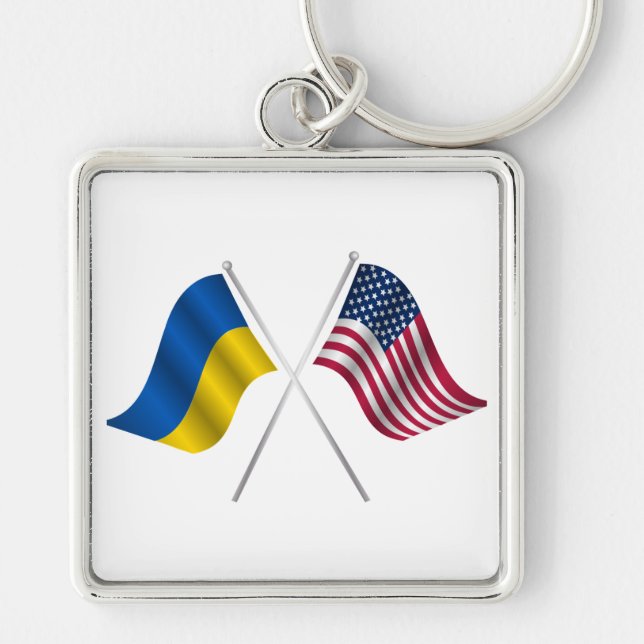 Chaveiro bandeira americana e ucraniana  (Frente)