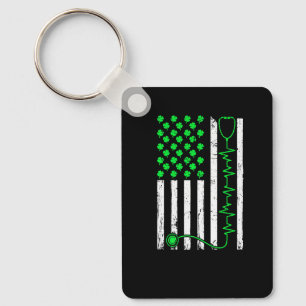 Chaveiro Bandeira Americana Enfermeira Estetoscópio Trevo S