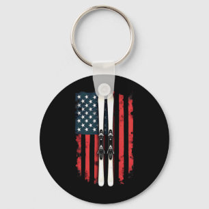 Chaveiro Bandeira Americana Esqui Alpino Esquiador _2