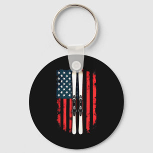 Chaveiro bandeira americana esqui alpino esquiador bandeira