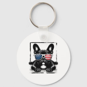 Chaveiro Bandeira Americana Funny French Buldog 4 De Julho 