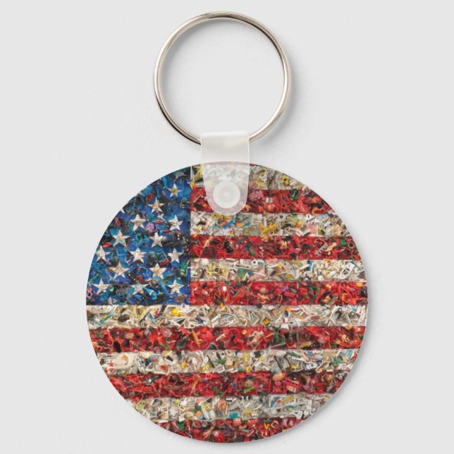 Chaveiro bandeira americana grunge (Frente)