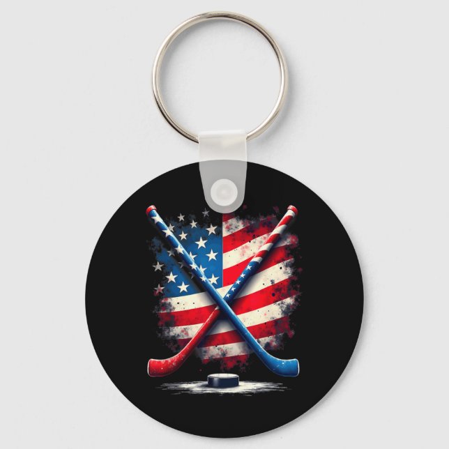 Chaveiro Bandeira Americana Hóquei no Gelo 4 (Frente)