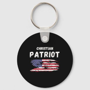 Chaveiro Bandeira Americana Patriota Cristã Fé e Liberdade