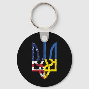 Chaveiro Bandeira Americana Ucraniana Símbolo de Amor Apoie