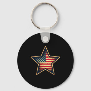 Chaveiro Bandeira Americana Vintage Estrela Patriótica Inde